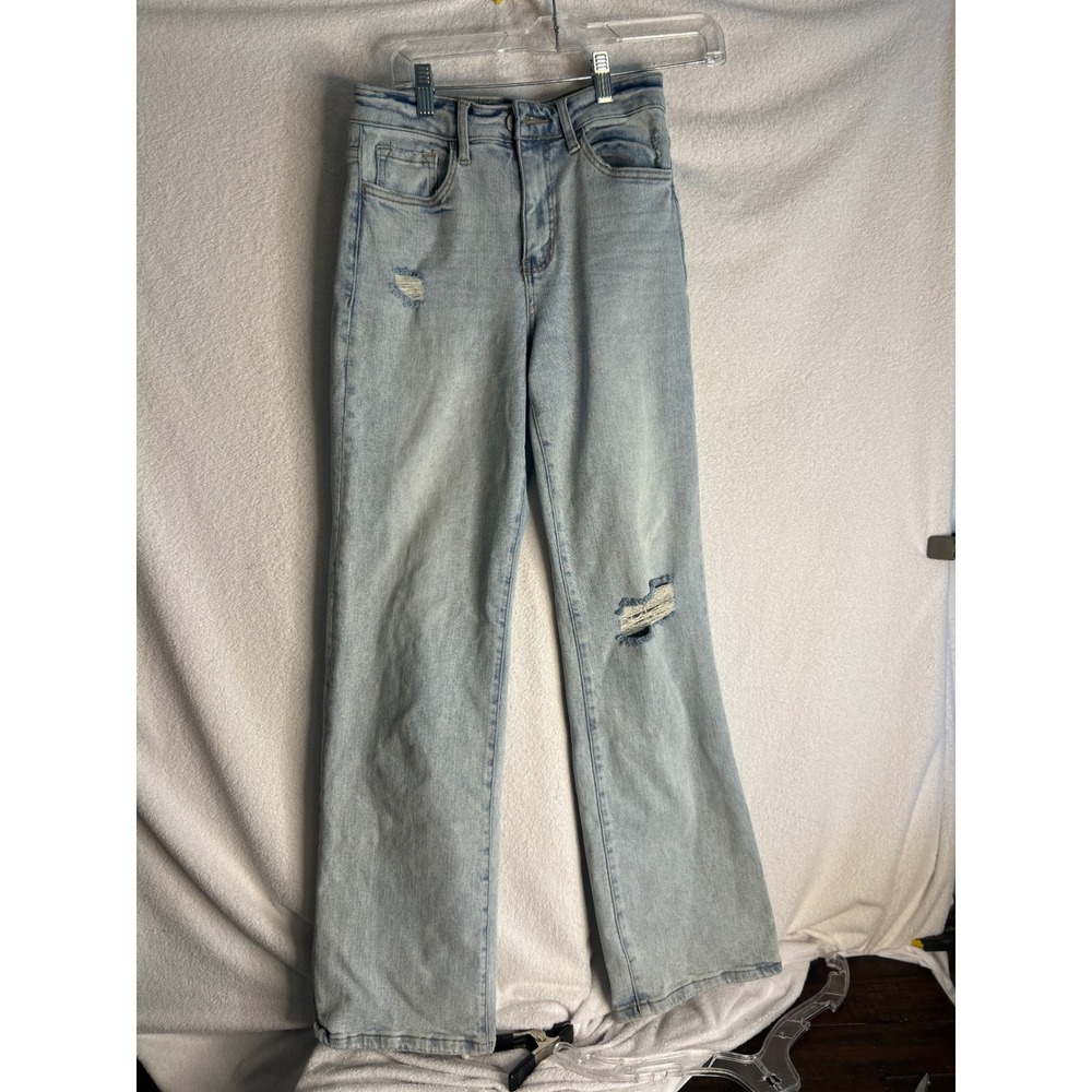 Vervet Los Angeles High Rise Distressed Straight Leg Jeans Light Wash Size 26